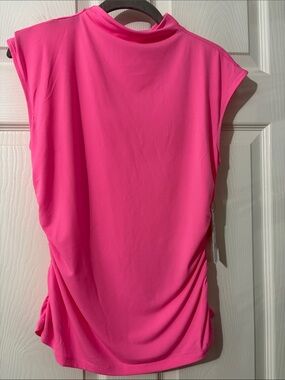 DKNY Sleeveless Mock Neck Tank in Vibrant Pink